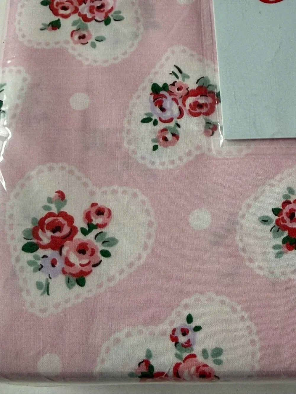 Cath Kidston London Lace Hearts Queen Sheet Set 2 Pillowcase Floral Rose pink